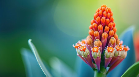A close up of a flower with orange and white petals, AIの素材