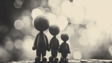 A close up of a small figurine standing next to each other, AIの素材