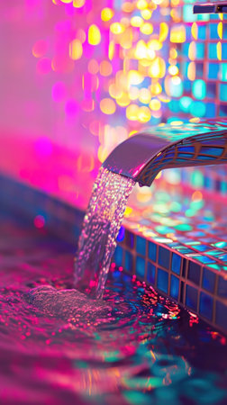 A water is flowing from a faucet into the sink, AIの素材