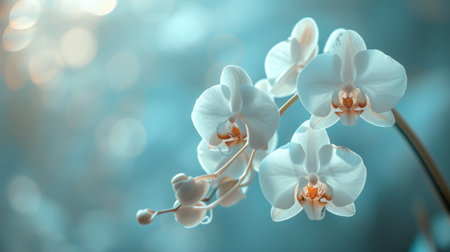 A close up of a flower with white petals and orange centers, AIの素材