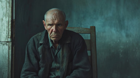 A man sitting on a chair with his hands in front of him, AIの素材