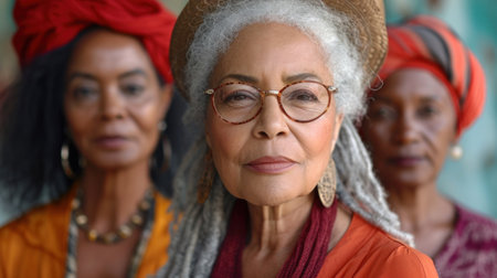 A group of women with different colored hair and glasses, AIの素材