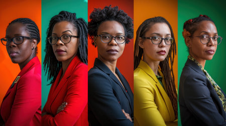 A group of women with different colored hair and glasses, AIの素材