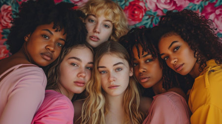A group of women are posing for a picture together, AIの素材