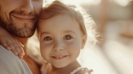 A man and a little girl smiling for the camera, AIの素材