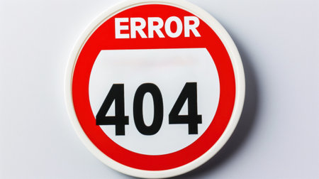 A red and white error 404 not found sign, AIの素材
