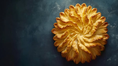 A close up of a pastry on top of blue surface, AIの素材