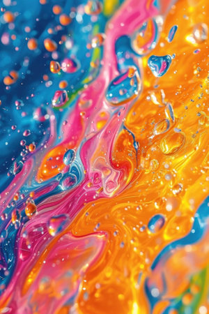 A colorful liquid is being poured into a bowl of water, AIの素材