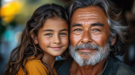 A close up of a man and girl posing for the camera, AIの素材
