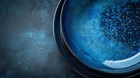 A close up of a blue plate sitting on top of another, AIの素材