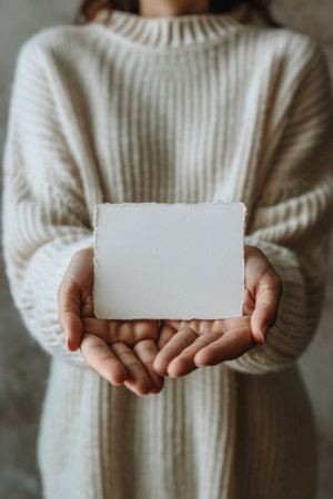 A person holding a blank piece of paper in their hands, AIの素材