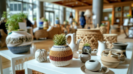 A table with a vase and other knickknacks on it, AIの素材