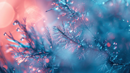 A close up of a branch with water droplets on it, AIの素材