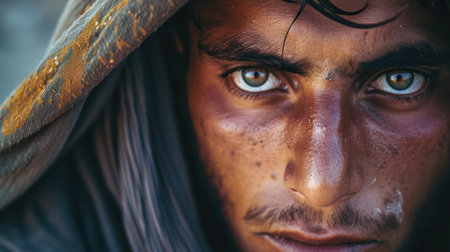 A close up of a man with his eyes closed and hood on, AIの素材