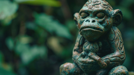 A statue of a monkey sitting on top of something, AIの素材