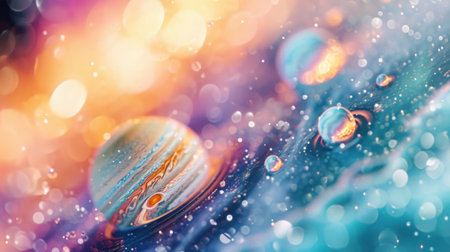 A close up of a planet with water droplets on it, AIの素材