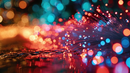 A close up of a bunch of colorful lights on the ground, AIの素材