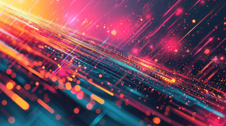 A colorful abstract background with bright lights and dots, AIの素材
