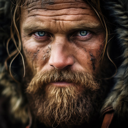 A man with a beard and fur coat wearing an eyepatch, AIの素材