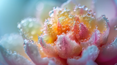 A close up of a flower with water droplets on it, AIの素材
