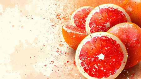 A close up of a bunch of grapefruits with some splatters on them, AIの素材
