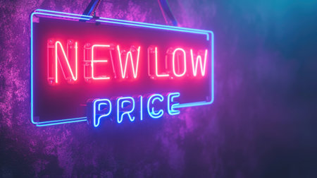 A neon sign that says new low price, AIの素材