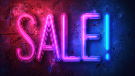 A neon sign that says sale in blue and red, AIの素材