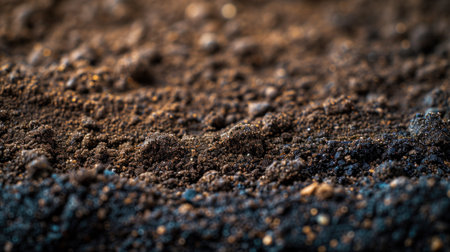A close up of a dirt covered area with some small rocks, AIの素材