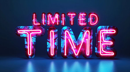 A neon sign that says limited time in a dark room, AIの素材