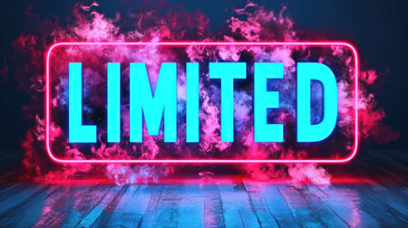 A neon sign with the word limited in red and blue, AIの素材