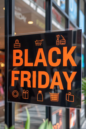 A black friday sign hanging in a store window, AIの素材