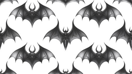 A pattern of bats with black and white wings, AIの素材