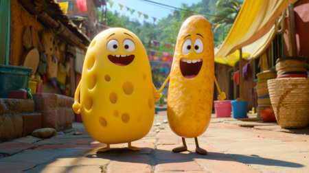 Two characters from the movie monsters inc are standing next to each other, AIの素材