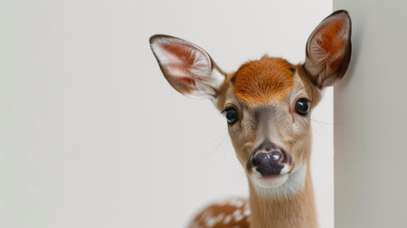 A small deer with a big brown nose sticking out of the wall, AIの素材