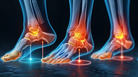 Three different types of foot pain, AIの素材