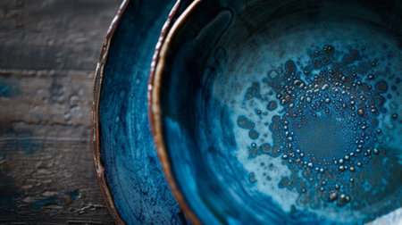A close up of a blue plate sitting on top of another, AI