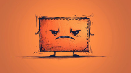 A drawing of a cartoon character with an angry face, AI