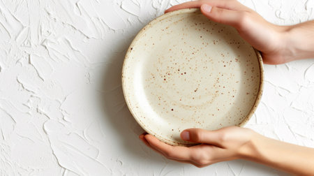 A person holding a plate with their hands on top of it, AI