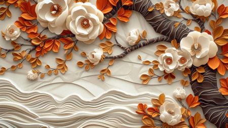 A close up of a flower arrangement on the wall, AIの素材