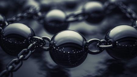 A close up of a chain with shiny balls on it, AIの素材