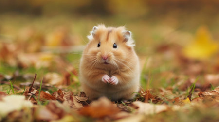 A small hamster is standing in the middle of a field, AIの素材