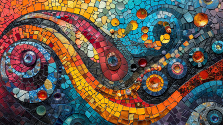 A colorful mosaic art piece with many different colors and shapes, AIの素材