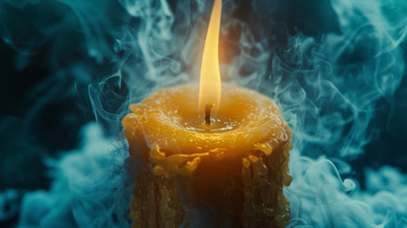 A close up of a candle with smoke coming out, AIの素材