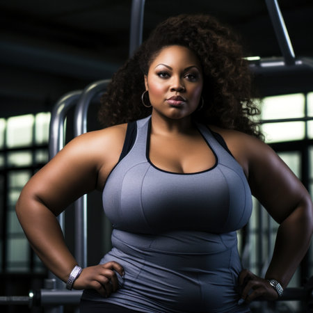 A woman in a gym posing for the camera, AIの素材