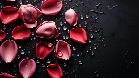 A bunch of pink flowers with water droplets on them, AIの素材