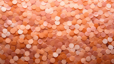 A close up of a bunch of orange and pink peach fuzz colored circles, AIの素材