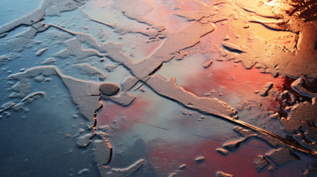 A close up of a cracked mirror with water on it, AIの素材