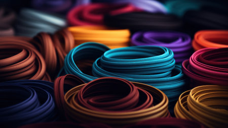 A pile of colorful rubber bands are stacked together, AIの素材