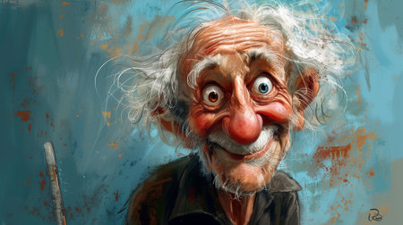 A painting of a man with white hair and an old face, AIの素材