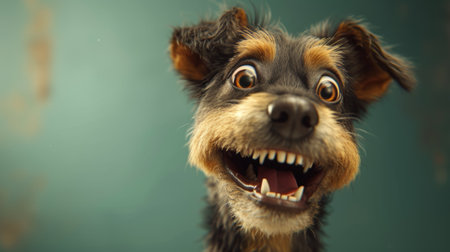 A close up of a dog with its mouth open and teeth showing, AIの素材